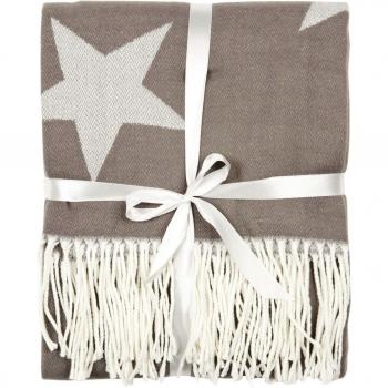 Clayre & Eef Kt060, 005g Manta gris estrellas 130 x 150 centímetros