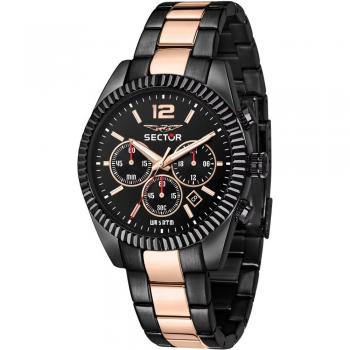 Reloj Cronógrafo Hombre Sector No Limits 240, Acero PVD Oro Rosa y Negro, 41mm 10ATM