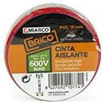 miarco 10784 10784-Cinta Aislante de PVC Brico Rojo 19mm x 20m