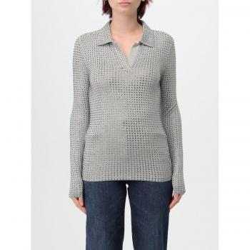 PINKO Women's Rhinestone-Embellished Polo Shirt - Gray - Size M