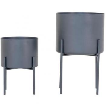 Set de 2 Macetas Pavia de Metal Gris - 26,5x26,5x28,5 cm