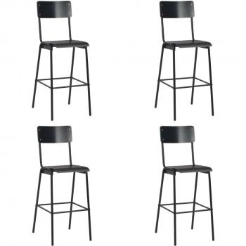 Taburetes de cocina 4 uds madera contrachapada y acero negro