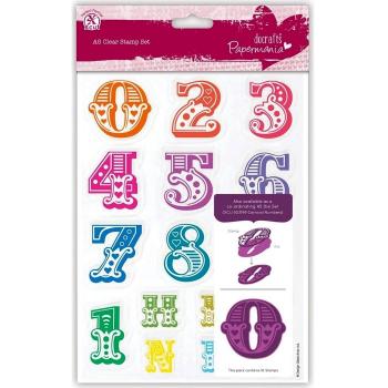 Papermania A5 16-Piece Carnaval Números sellos fijados, Clear