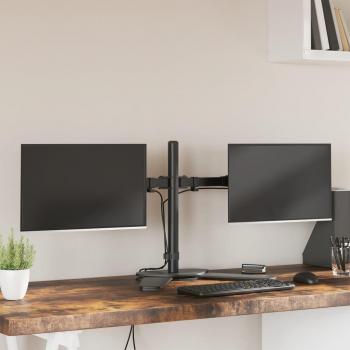 vidaXL Soporte para Monitor Doble Ajustable de Acero Negro con VESA 75/100 mm