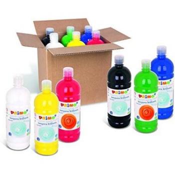 Tempera Líquida Primi Passi 1000 ml - Pack de 6 Colores Básicos Lavables en Caja de Cartón