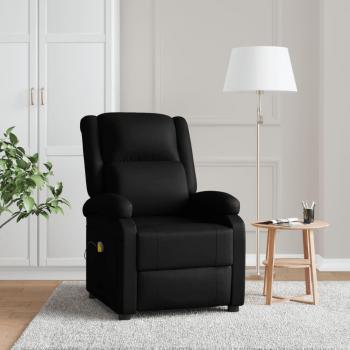 Sillón de masaje de cuero sintético negro Vidaxl