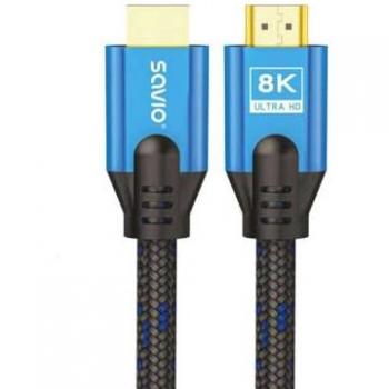 Cable HDMI V2.1 5M Ultra Alta Velocidad 8K@60Hz Cobre Azul-Negro Puntas Doradas SAVIO CL-169