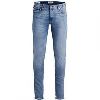 Jack & Jones Men's Skinny Blue Denim Jeans with Worn Out Effect, Size W28 L32