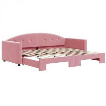 Sofá cama nido terciopelo rosa 90x200 cm
