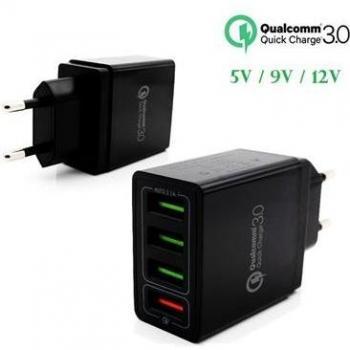 Cargador de Viaje 4 USB Carga Rápida Qualcomm 3.0 5V/9V/12V para Smartphone y Tablet