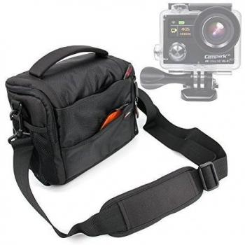 DURAGADGET Bandolera Con Compartimentos Para Cámara Deportiva WiMiUS Q1 / GitUp Git2 Pro / Kuman 4K WiFi / Campark ACT75 Ultra Slim 4K - Asa Regulable