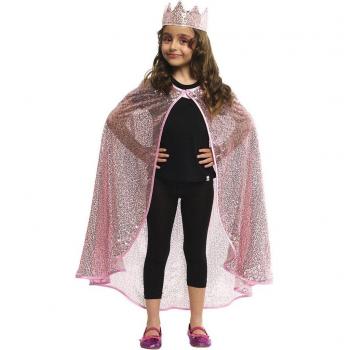 Kit de Princesa rosa brillo infantil: Capa y Corona