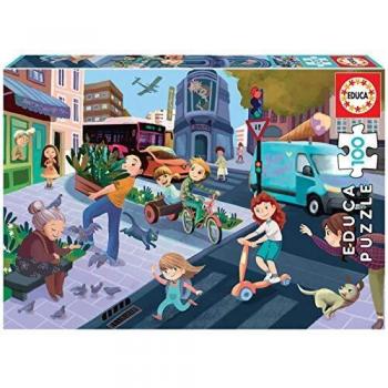 Educa - En La Ciudad Puzzle Infantil de 100 Piezas, a Partir de 6 años