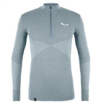 Camiseta técnica de manga larga Salewa Zebru Responsive con media cremallera para hombre - color gris - talla S