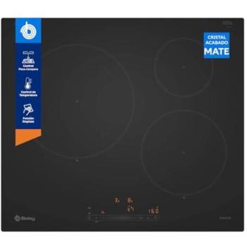 Placa de Inducción Balay 60 cm, 3 Zonas de Cocción, 7400 W, Negro Mate, Control Deslizante