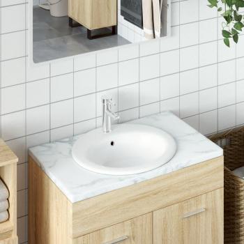 Lavabo de baño ovalado cerámica blanco 52x46x20 cm