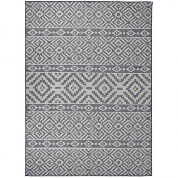 Alfombra de exterior tejido plano 200x280 cm rayas azules