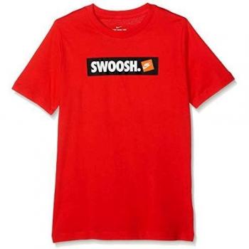 NIKE B NSW tee Swoosh Sticker Camiseta de Manga Corta, Niños, Habanero Red, S