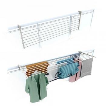 Tendedero de balcón abatible y plegable Foxydry Duo 162 cm, resistente de acero inoxidable y aluminio para barandillas exteriores