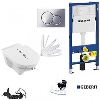 Geberit Duofix Up 320 Excusa Element con Sigma01 cromo, V & B O. Novo inodoro direktf Lush - sin bordes, Taza de inodoro, incluye asiento, Ceramicplus.