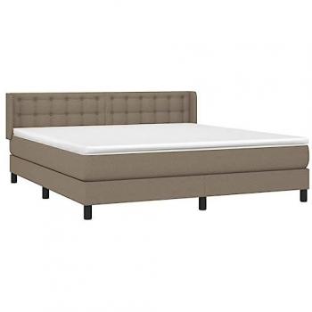 Cama Box Spring con Colchón de Tela Gris Taupe 160x200 cm