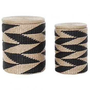 Cesto para la Ropa Sucia DKD Home Decor Negro Natural de Madera MDF 41 x 41 x 51 cm