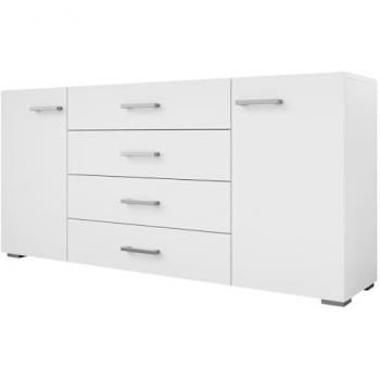 Cómoda Comfivo R100, blanca, con cajones y puertas, 156 x 74 x 35 cm