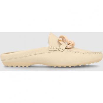 Mules planas de mujer en piel color beige Lodi