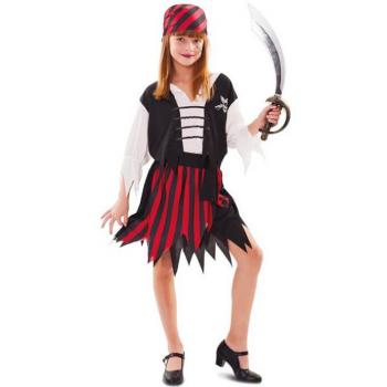 Disfraz de Pirata Roja Chica con Sombrero y Espada - Ideal para Fiestas Temáticas y Carnavales