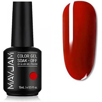 MAYJAM Esmalte de Uñas de Gel UV LED 15ML Esmaltes Semipermanentes Gel Uñas Soak off Pintauñas para Manicura Salon DIY - Nail Polish es Ideal para las Cuatro Estaciones - Clásico Rojo