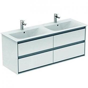 Mueble Bajo Doble Lavabo Ideal Standard Air 1200x517x440mm, 4 Cajones, Decoración Roble Gris/Blanco Mate