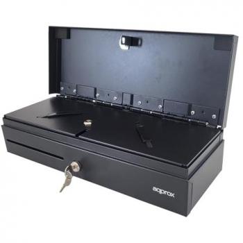 Cajón Portamonedas Eléctrico Compacto Approx Appcash02fliptop - 14 Compartimentos - Apertura Manual y Automática - Conexión RJ11 - Color Negro