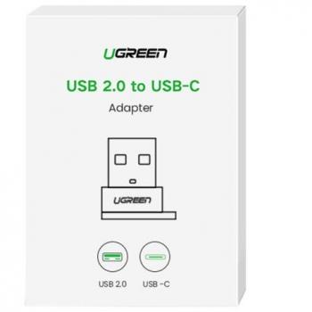 Adaptador USB UGREEN US280 USB-C a USB-A 2.0 - Negro, Alta Velocidad, Compacto y Ligero