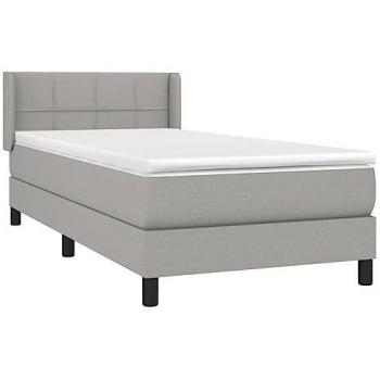 Cama Box Spring con Colchón de Tela Gris Claro 80x200 cm