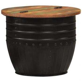 Mesa de centro de madera maciza reciclada 50x39,5 cm color negro para salón, comedor o auxiliar