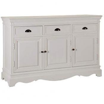 Aparador Blanco con Frontales enmarcados de Madera de paulonia de 131x43x87 cm - LOLAhome