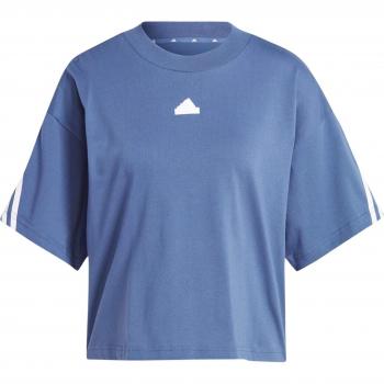 Camiseta de Manga Corta Adidas para Mujer en Color Azul, Modelo 3 Stripes, Talla L