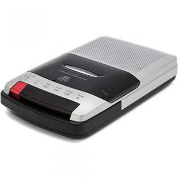 GPO 162B Radiocasete portátil o de escritorio de diseño plano con altavoz incorporado - Plateado y Negro