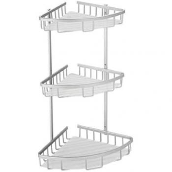 Estante de Ducha Esquinero MSV - 3 Niveles, Aluminio Cromado, Dimensiones: 36x59x12 cm