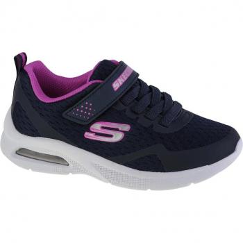 Zapatillas Skechers Microspec Max 302377L-NVY, muy ligeras, para Niñas, sneakers de textil azul marino con cierre de velcro y elásticos
