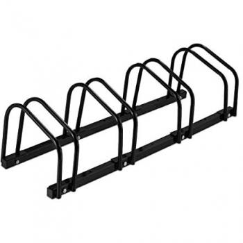 Soporte de Bicicleta Metálico para 4 Bicis, Ancho de Neumático hasta 60 mm, Garaje, Negro, Acero, 27 x 100 x 33 cm