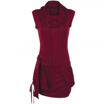 R.E.D. by EMP Vestido de Cuello Alto Mujer Vestido Corto Burdeos XXL 95% Viscosa, 5% elastán