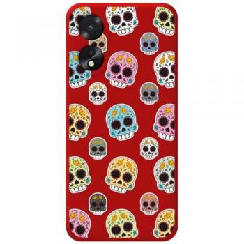 Funda Silicona Líquida Roja para Oppo A38 4G con diseño de Catrina y Dibujos