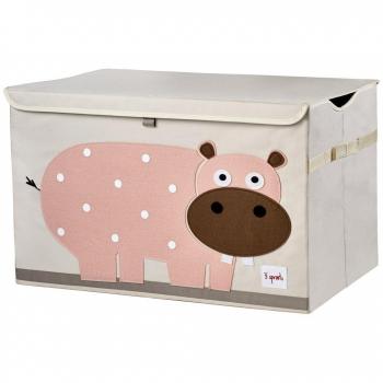 3 Sprouts Kids Toy Chest - Baúl de almacenamiento para habitación de niños y niñas, hipopótamo
