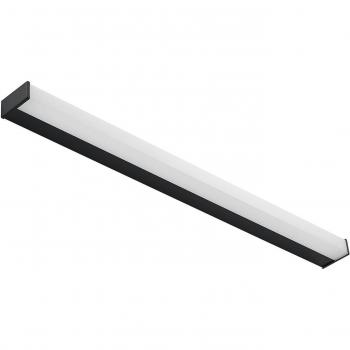 Aplique LED de baño Lindby Ulisan, angular 88,8 cm, moderno, color negro, fabricado en aluminio, con una llama