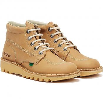 Kickers Adult Mens Kick Hi Tan Classic Ankle Boot in Tan Leather, Beige, Size 10 UK