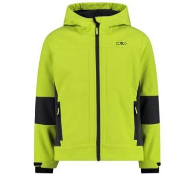 Chaqueta con capucha CMP Hood Fix Softshell verde ácido negro infantil - 16, tipo de producto: chaqueta softshell, características: diseño con capucha, color verde ácido y negro, talla infantil 16