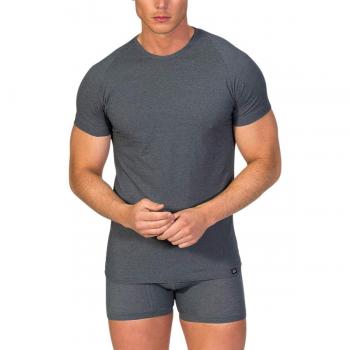 Camiseta Interior Hombre de Manga Corta con Cuello Redondo -ZD -Algodón Egipcio-Color Gris Oscuro- Talla 2XL/3XL