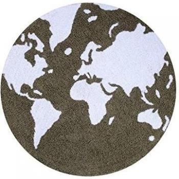Happy Decor Kids -Alfombra Lavable Map 100% Algodón Natural -Gris- Ø 120