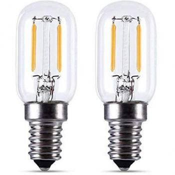 Bombillas LED E14 2W Luz Calida 2700K, T22, Edison LED Pequeña Equivalente a 10-20W, 200LM, Casquillo Fino, No Regulable, Bombillas Retro Vintage LED E14 para Nevera, Frigorífico, pack de 2